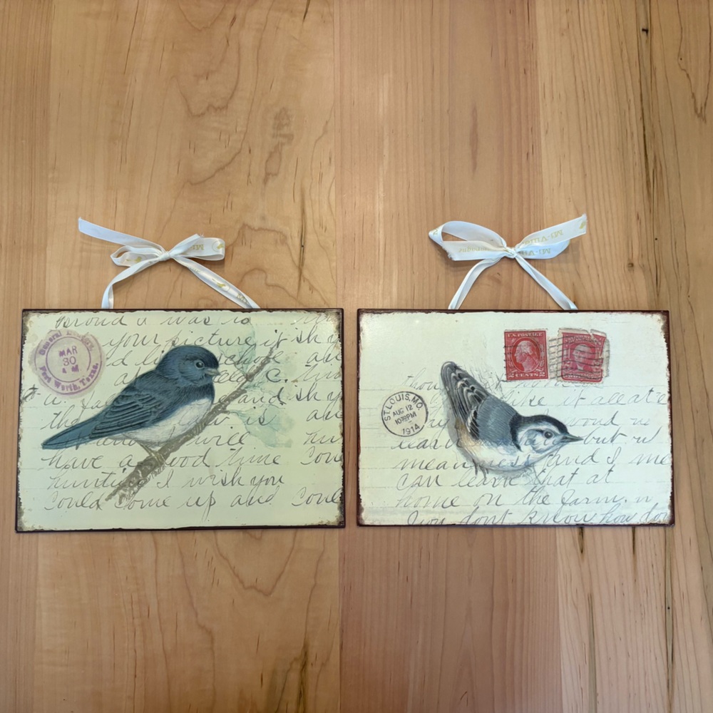 Creative Co-Op Vintage Bird Stamp Wall Art – Set of 2, Home Decor, Picture